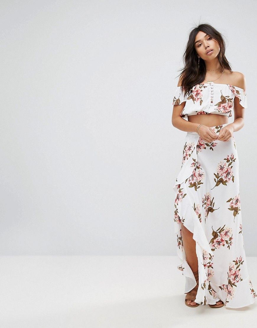 Flynn Skye Floral Maxi Skirt Co-Ord With Ruffle And Side Split - Multi | ASOS US