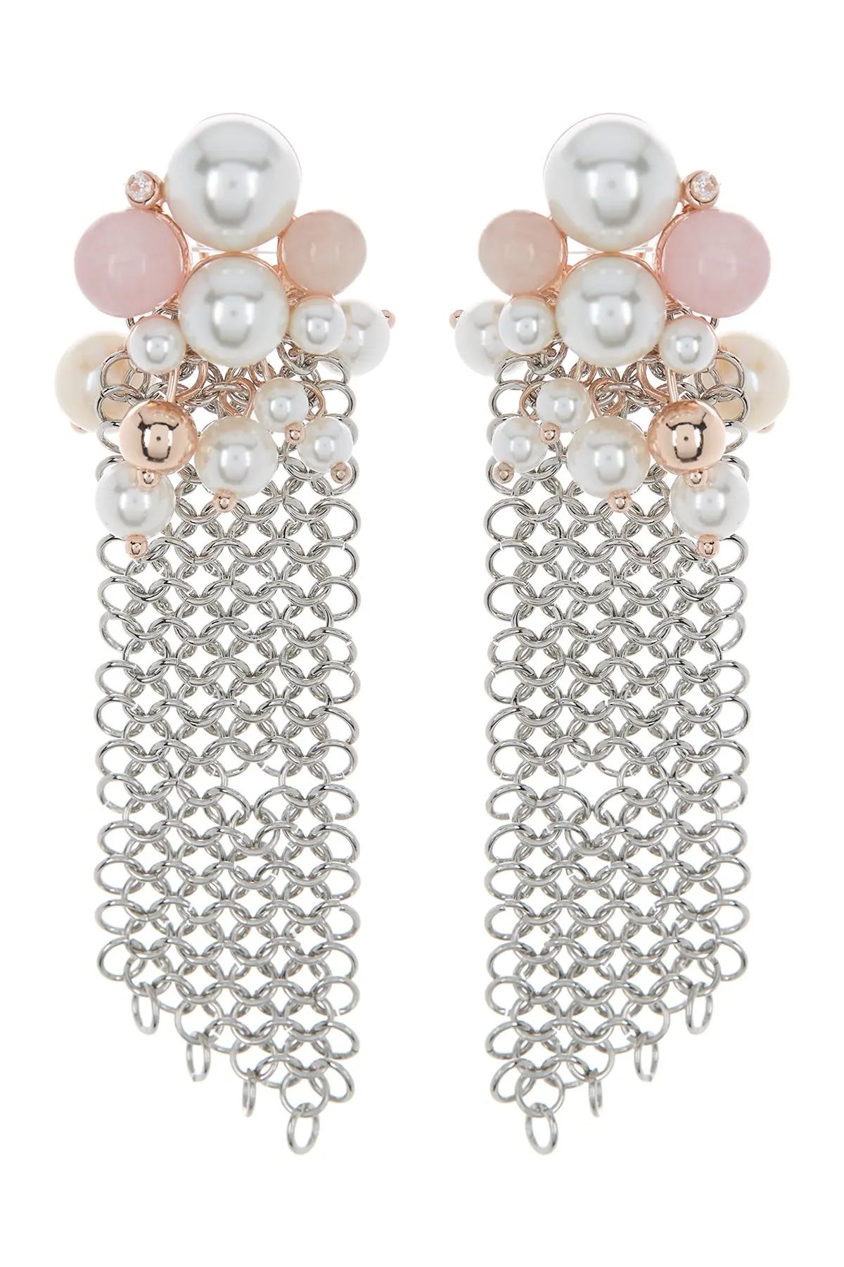 Carolee | Rose Quarz & Pearl Cluster Fringe Chain Drop Earrings | Nordstrom Rack | Nordstrom Rack