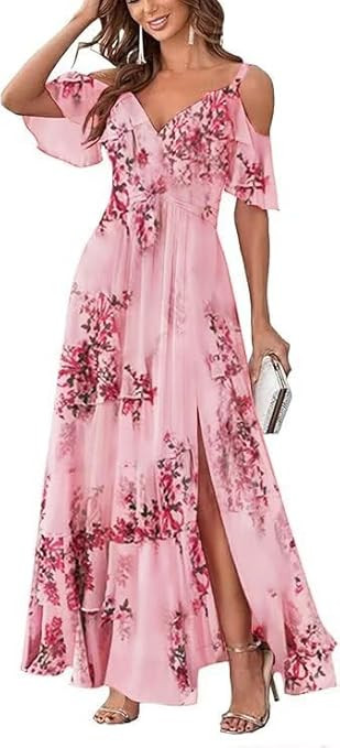 Long Chiffon Junior Bridesmaids Dresses for Women Wedding Party Dress Formal Military Ball Gown A... | Amazon (US)
