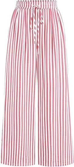 PRETTYGARDEN Womens Pants Elastic Waist Floral Lightweight Palazzo Pants for Women Casual Lounge ... | Walmart (US)