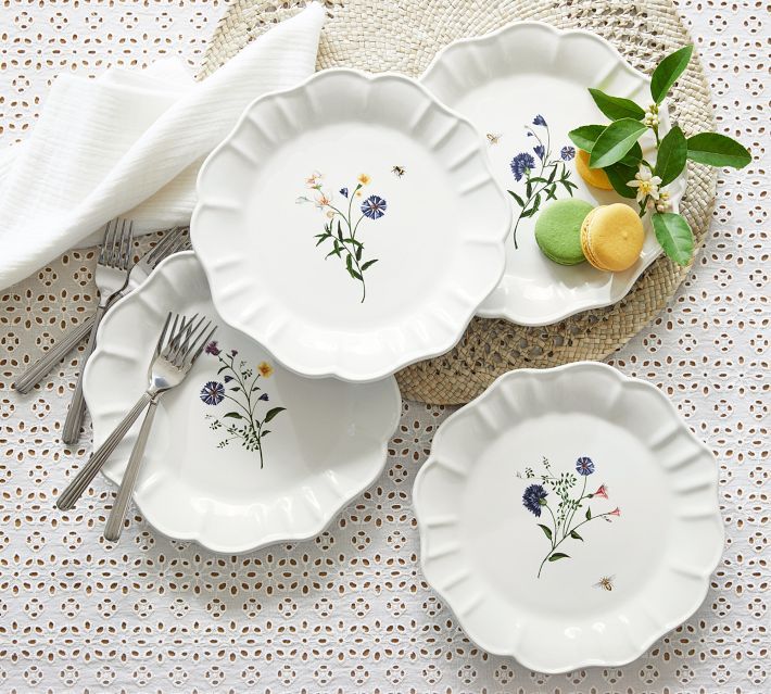 Monique Lhuillier Juliana Floral Stoneware Salad Plates - Set of 4 | Pottery Barn (US)
