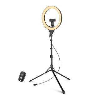 14 in. Black Ring Light with 67 in. Adjustable Foldable Tripod Touch Control 5 Modes Wireless Remote for Phone | The Home Depot