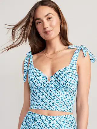 Tie-Shoulder Underwire Tankini Swim Top for Women | Old Navy (US)
