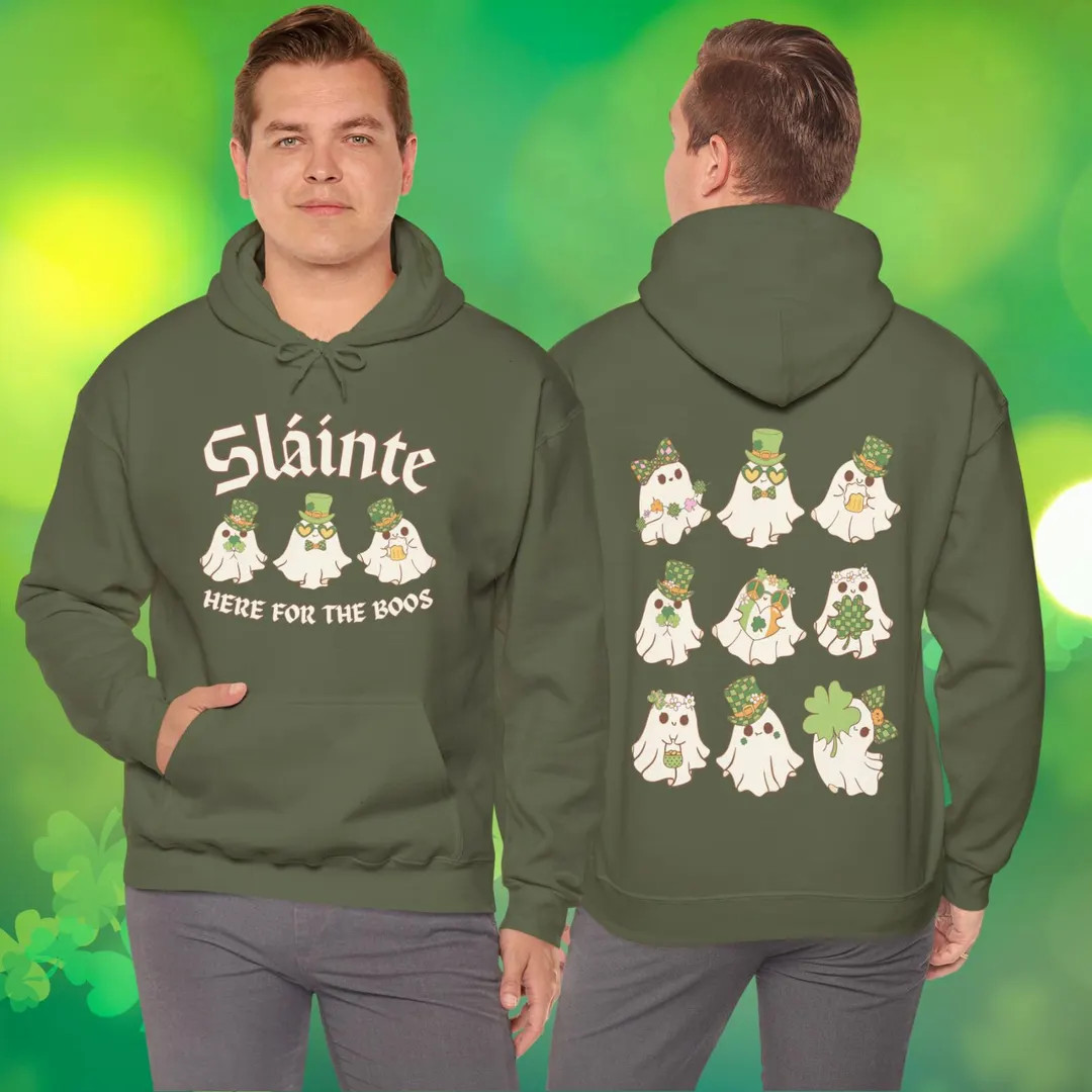 Funny Retro St Patricks Day Cute Ghost Hoodie Cozy St Patricks Lucky Sweatshirt Green Shamrock Sw... | Etsy (US)