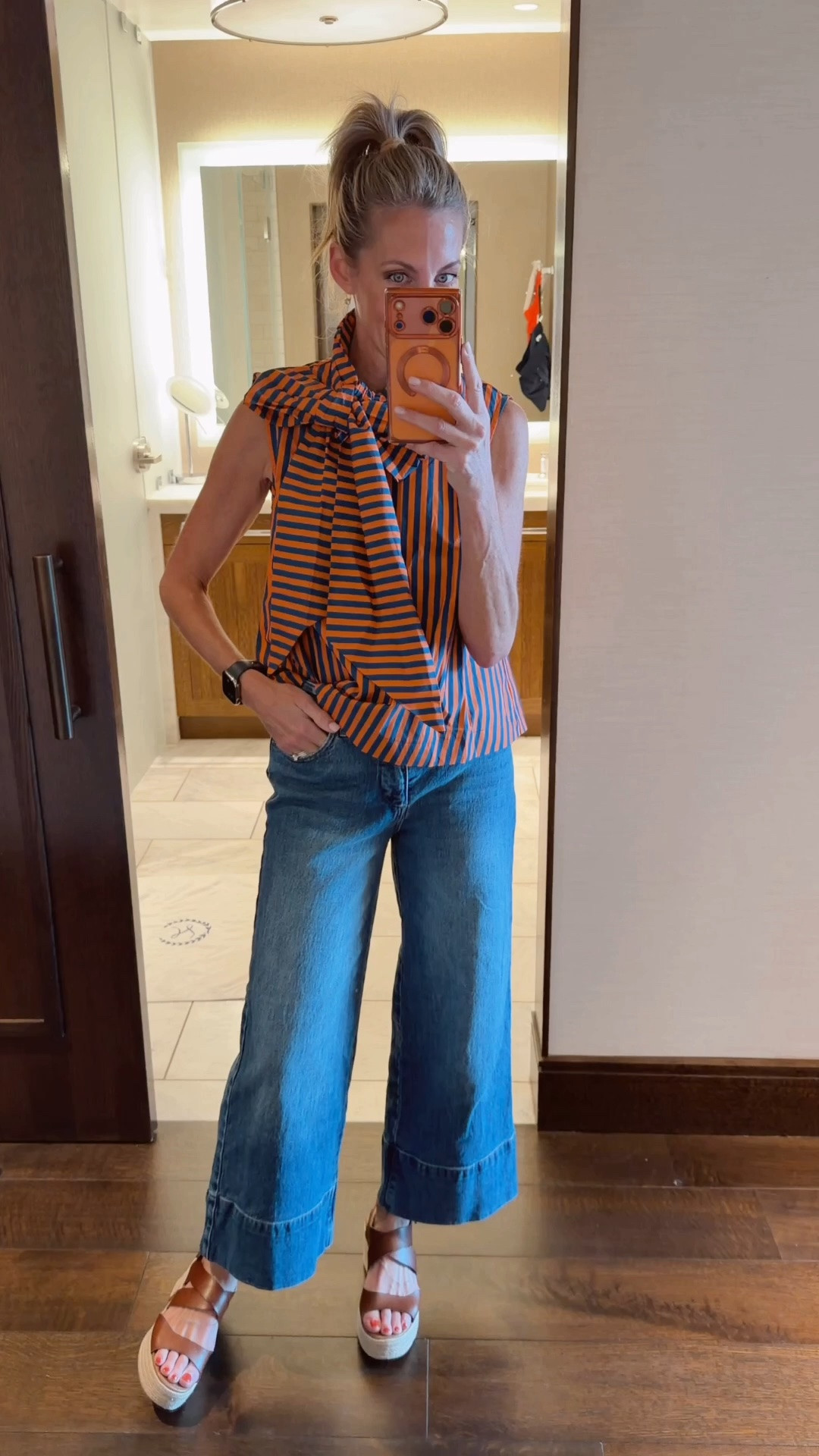 Today’s birthday OOTD - Walmart jeans // navy and orange striped top. War Eagle!!! 🦅 Happy birthday boys!