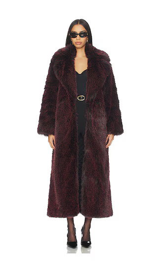 Marvin Faux Fur Coat in Black & Merlot | Revolve Clothing (Global)