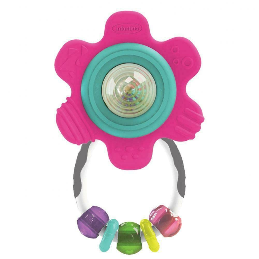 Infantino Spin & Teethe Gummy Yellow Flower Rattle - Easy to Grab, Chewy Rings, Multi-Texutre Pet... | Amazon (US)
