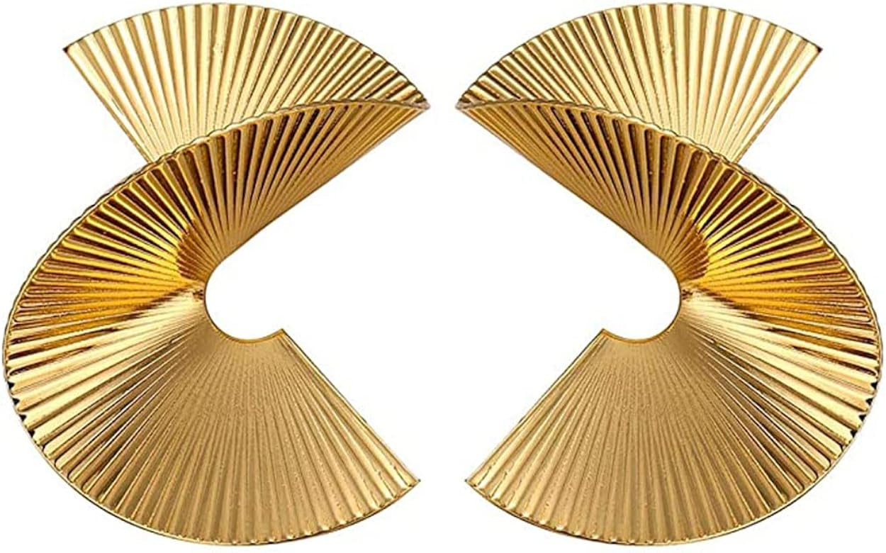 Bmadge Gold Geometric Earrings Exaggerated Statement Earrings Punk Stylish Sectored Twisted Earri... | Amazon (US)