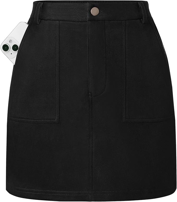Kate Kasin Women Mini Suede Skirt, High Waisted Pencil Skirt with Pockets, Fall Winter Skirts 202... | Amazon (US)