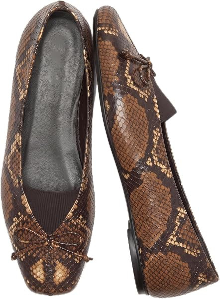 Ballet Flats for Women Square to Slip On Bow Ballerina Flat Shoes | Amazon (US)