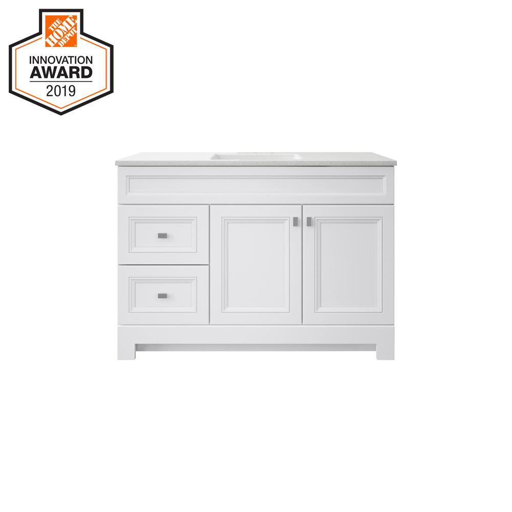Home Decorators Collection Sedgewood 48-1/2 in. W Bath Vanity in White with Solid Surface Technol... | The Home Depot