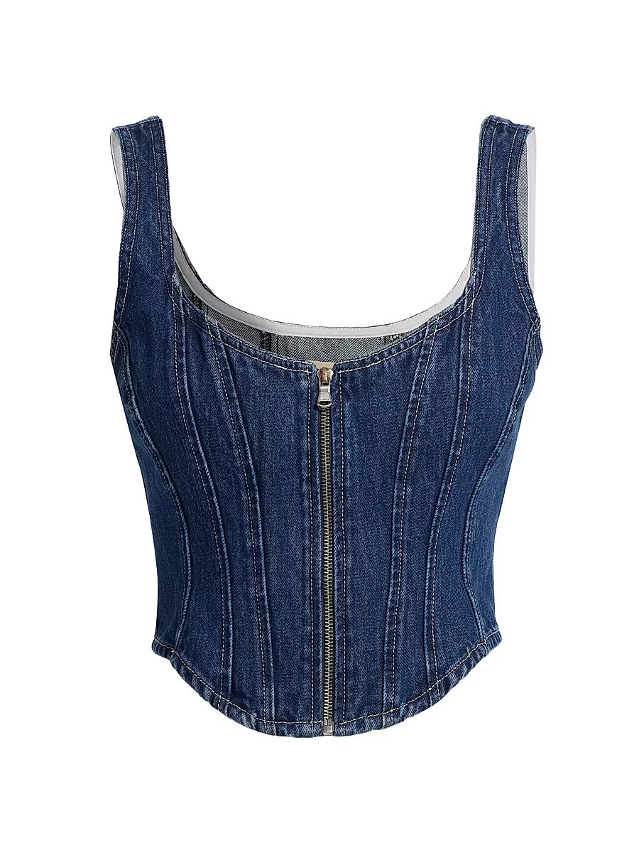 Women's Elysia Denim Corset Tank - Rampart - Size 0 | Saks Fifth Avenue