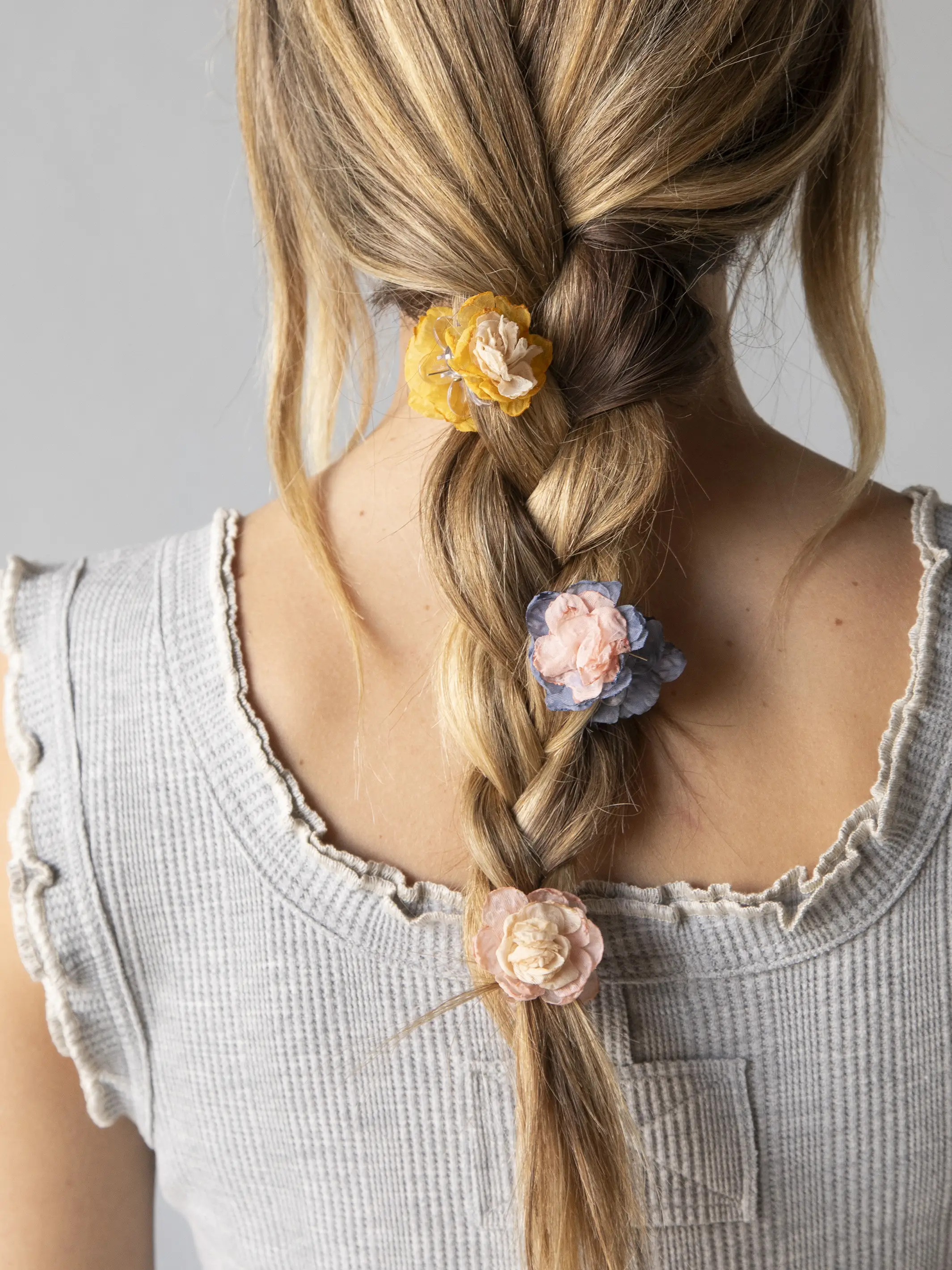 Mini Fabric Flower Hair Clips, Set of 3 | Natural Life