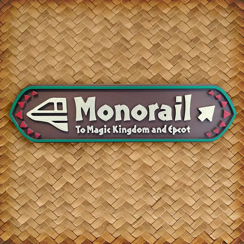 POLYNESIAN RESORT Monorail to Magic Kingdom & Epcot Sign Disney World 3D Printed Reproduction Mag... | Etsy (US)