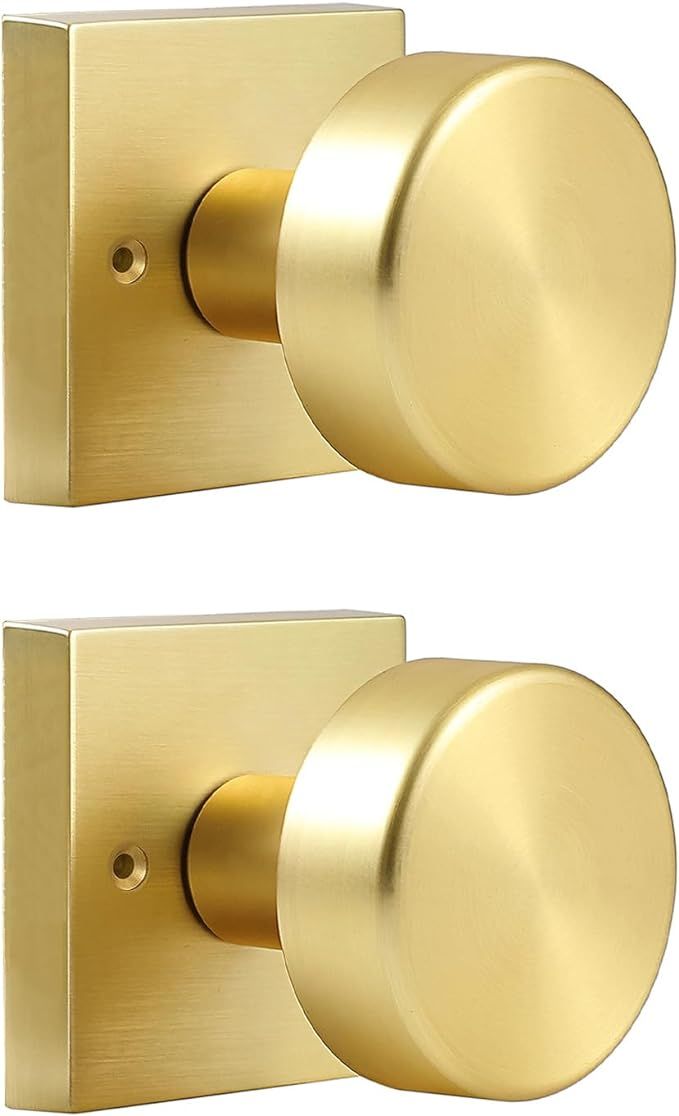 coolnews 2 Pack Gold Dummy Door Knobs Interior, Single Sided Square Modern Dummy Door Knob Door H... | Amazon (US)