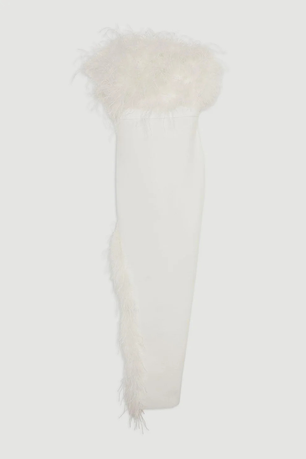 Figure Form Bandage Feather Detail Bandeau Knit Midi Dress | Karen Millen UK + IE + DE + NL