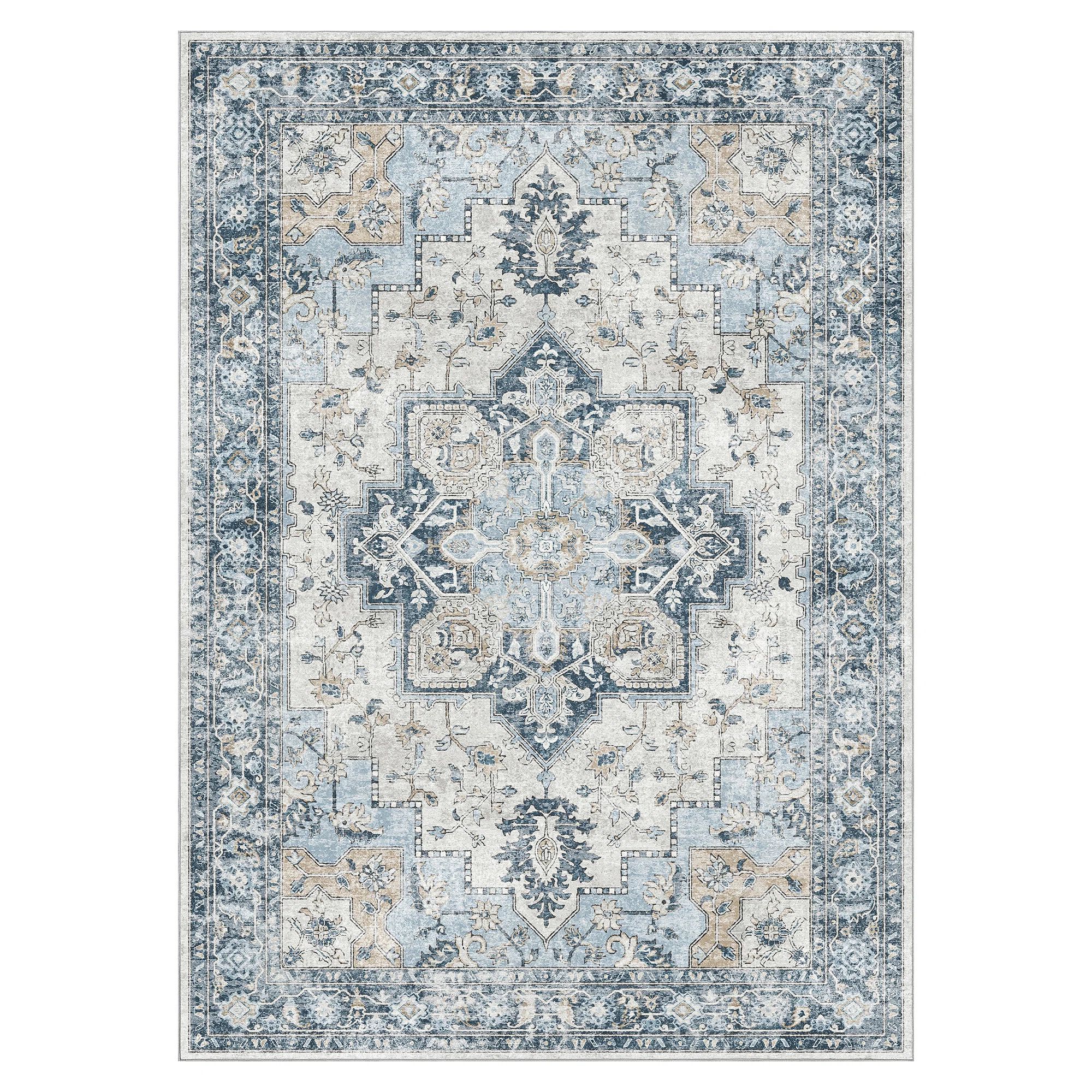 RoehitArea Rug for Living Room Machine Washable Rugs Non-slips Blue Rugs | Wayfair North America