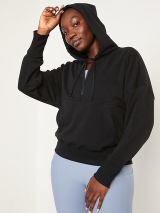 Loose Cropped Quarter-Zip Hoodie for Women | Old Navy (US)