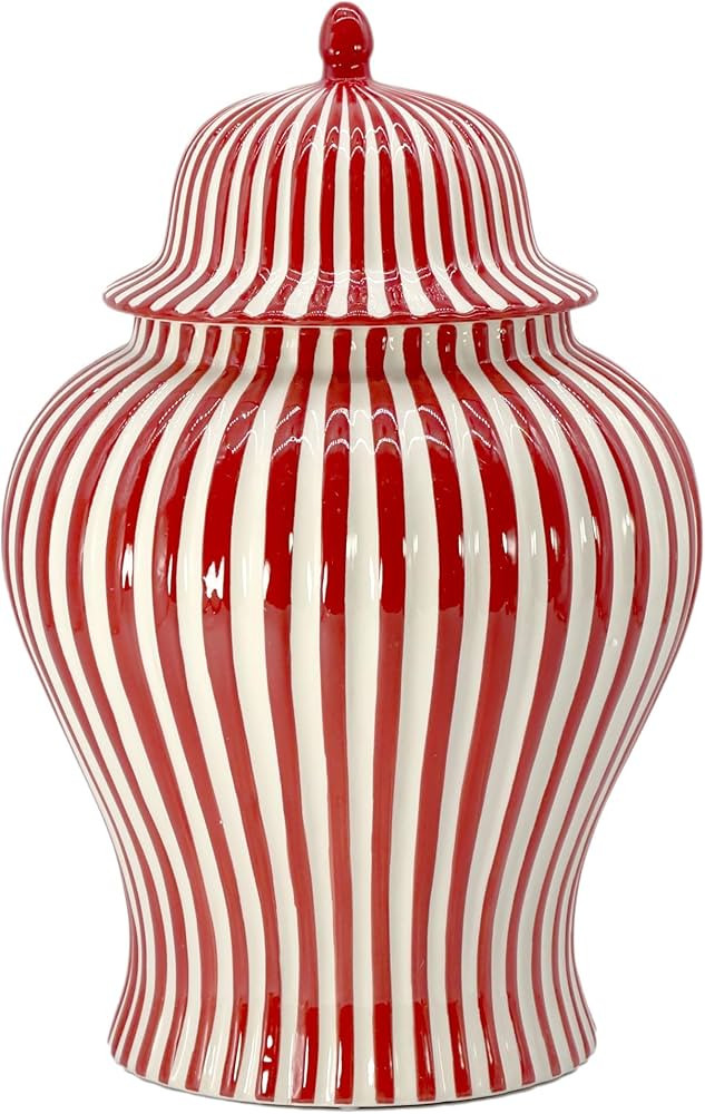 Galt International 18" Red Candy Stripe Ginger Jar w/Lid - Christmas Holiday Decor Home Decor Liv... | Amazon (US)