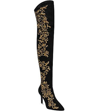 KARL LAGERFELD PARIS Rhodri Rococo Stretch Over The Knee Stiletto Boots - 7 | Dillard's