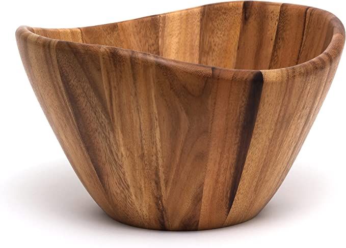 Lipper International Acacia Wave Serving Bowl for Fruits or Salads, Large, 12" Diameter x 7" Heig... | Amazon (US)