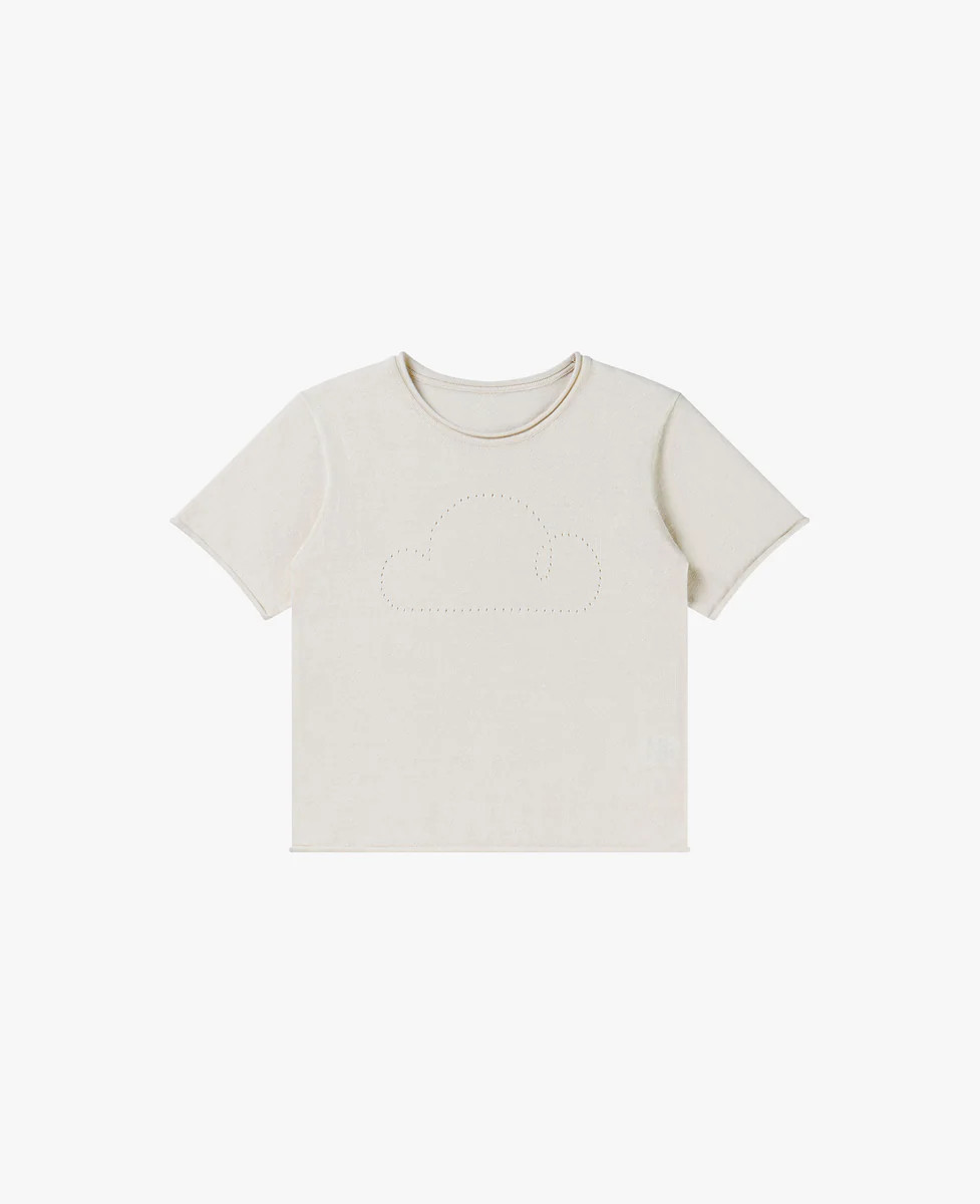 Cooling Cotton Knit Short Sleeve Tee - Cloud | Petite Revery