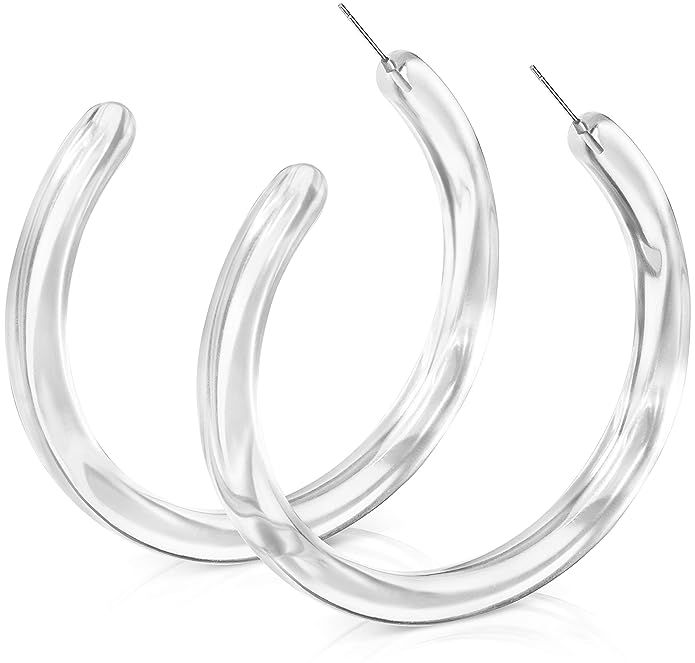 Benevolence LA Lucite Earrings - Resin Earrings - Acrylic Earrings - Clear Resin Hoops - Hypoalle... | Amazon (US)