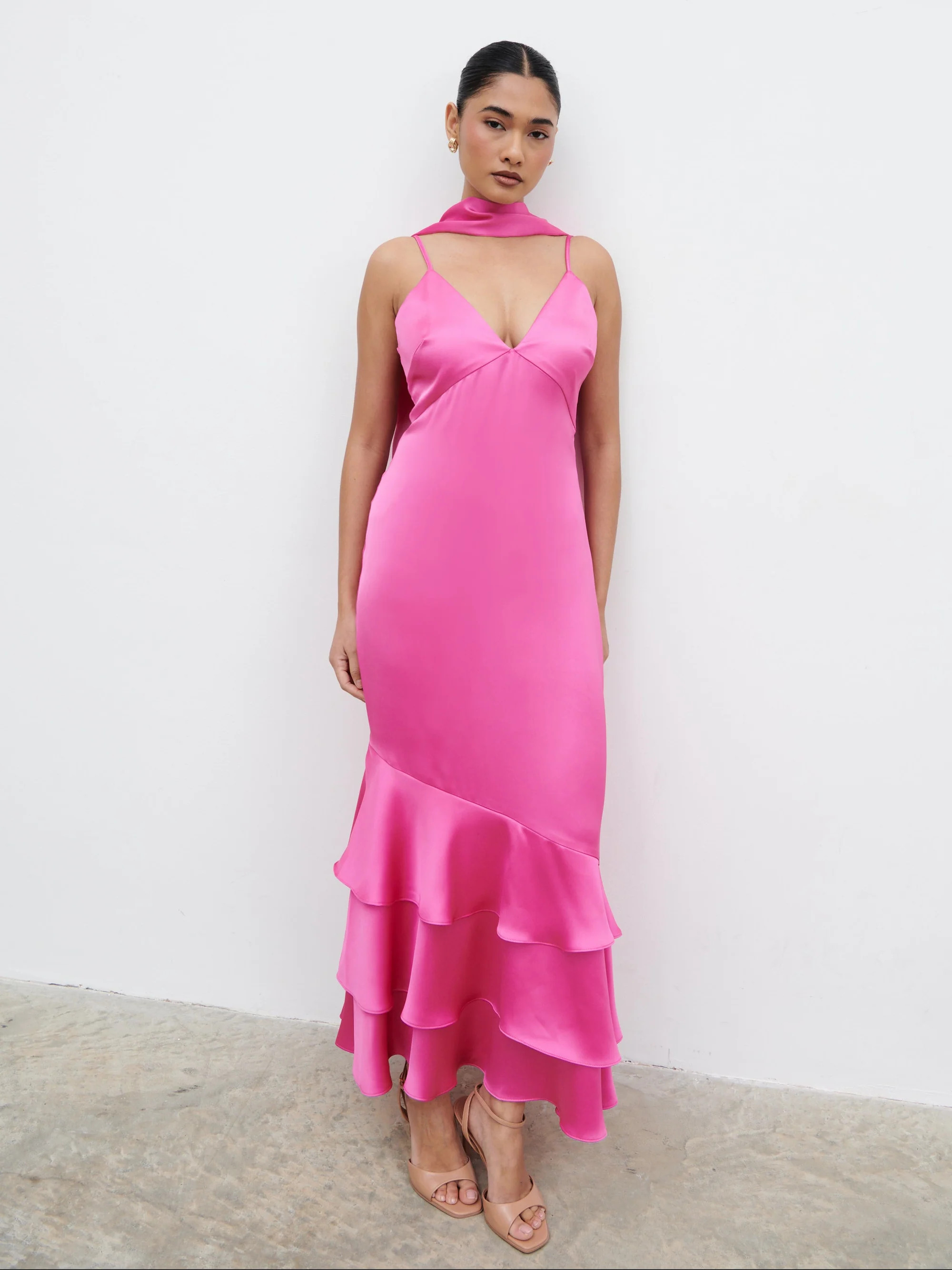 Serita V Neck Tiered Maxi Dress | Pretty Lavish (UK)