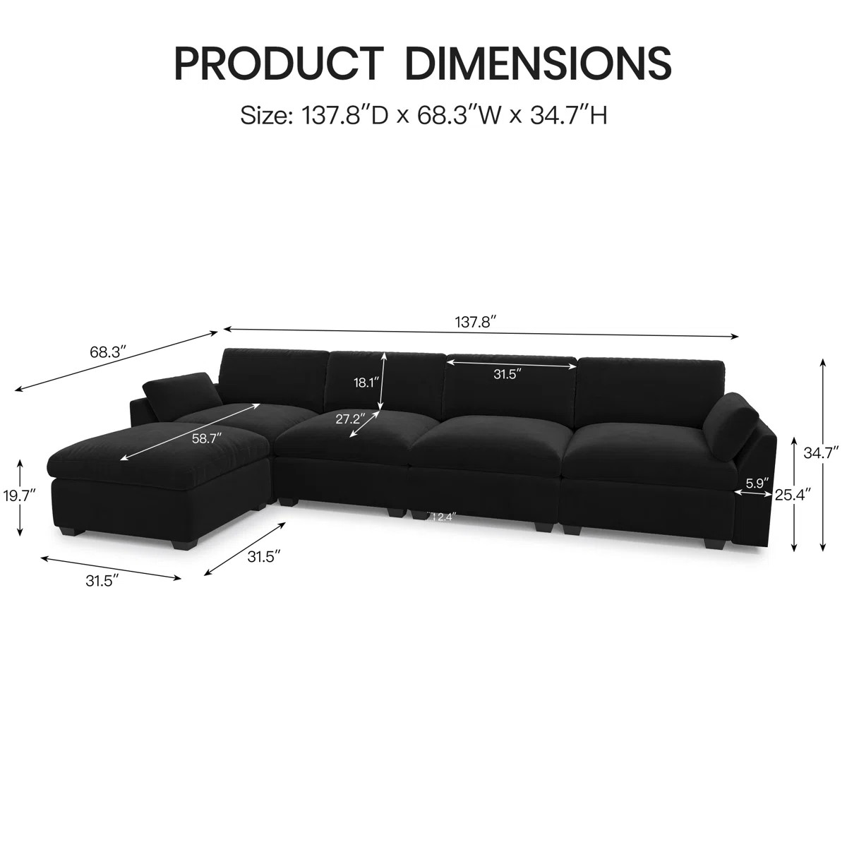 Velvet & Plush Corduroy Fabric Sofa L-Shaped Living Room Couch Large Modular Sectional Sofa With ... | Wayfair North America