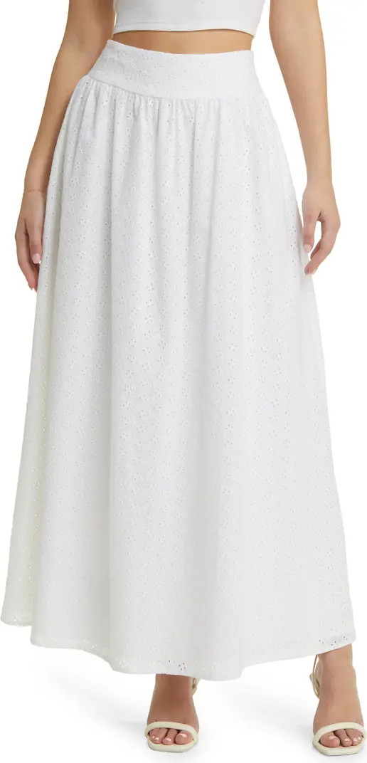 Catalina Embroidered Eyelet Cotton Maxi Skirt | Nordstrom