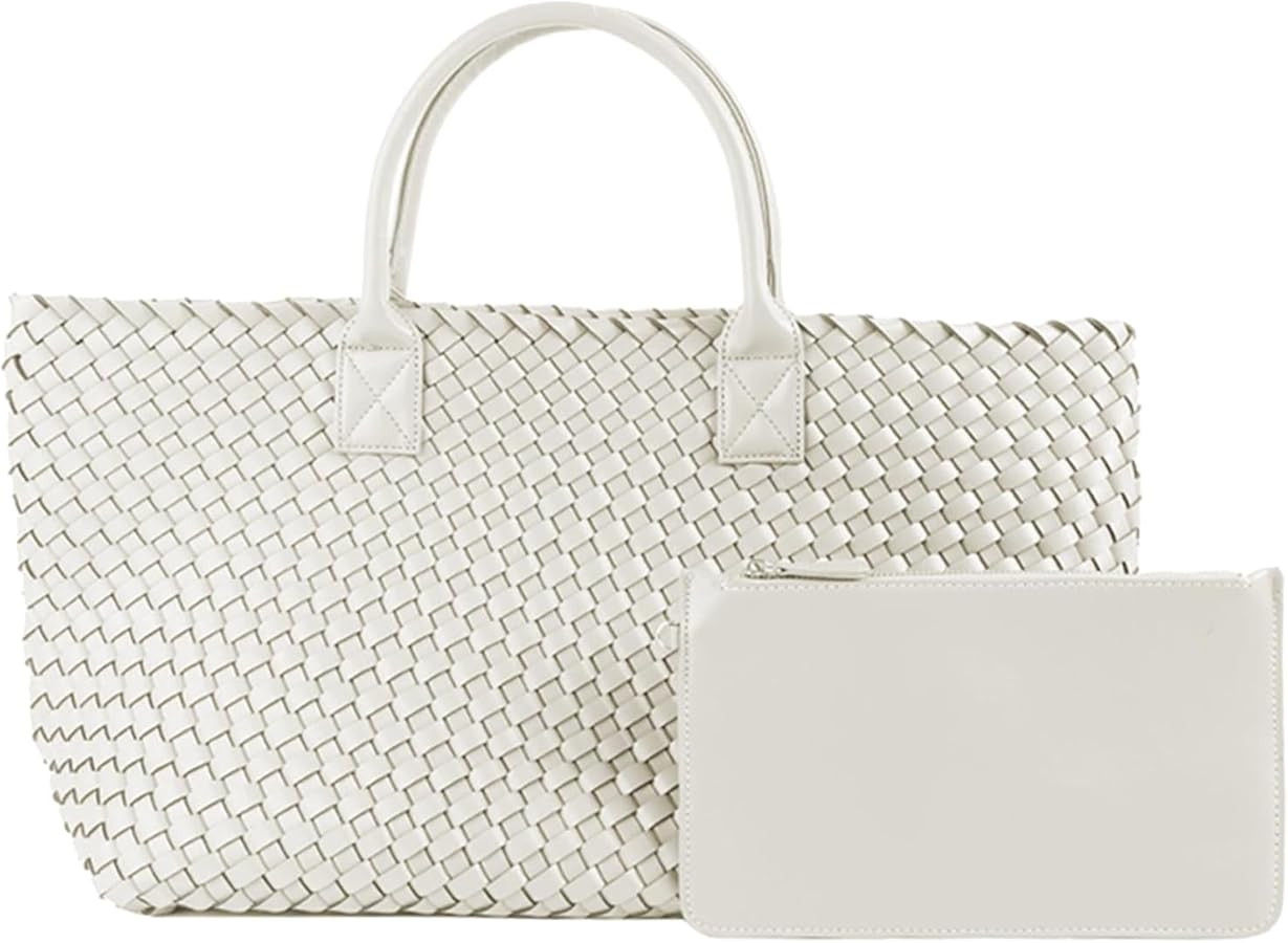 Woven Tote Bag For Women With Small Purse, Large Vegan Leather Bucket Bag, Knotted Handbag Shoppe... | Amazon (US)