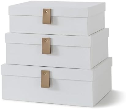 Soul & Lane Cardboard Decorative Boxes for Storage - Set of 3, Textured Set with Lids for Home De... | Amazon (US)