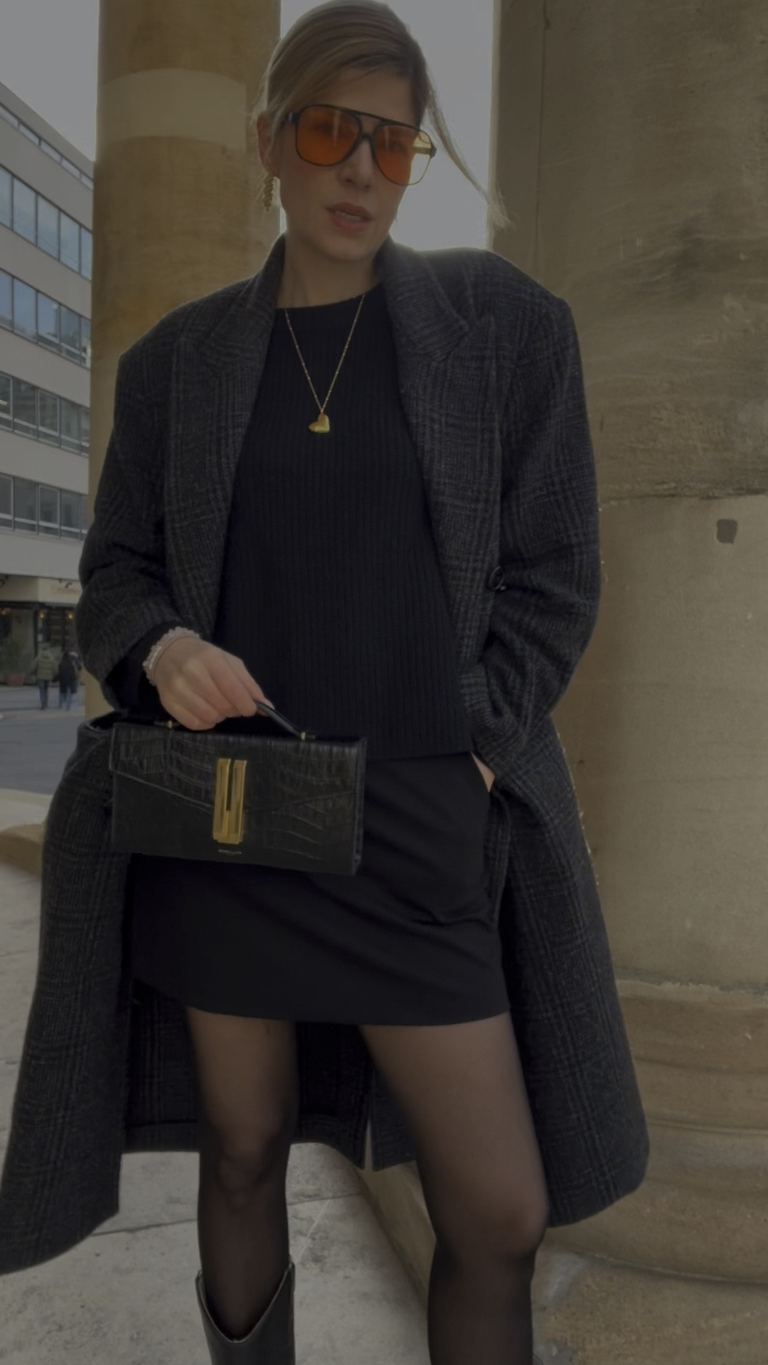 All black look, Isabel marant coat, cashmere jumper, a line mini, cowboy boots, heart necklace 

#LTKeurope #LTKover40 #LTKVideo