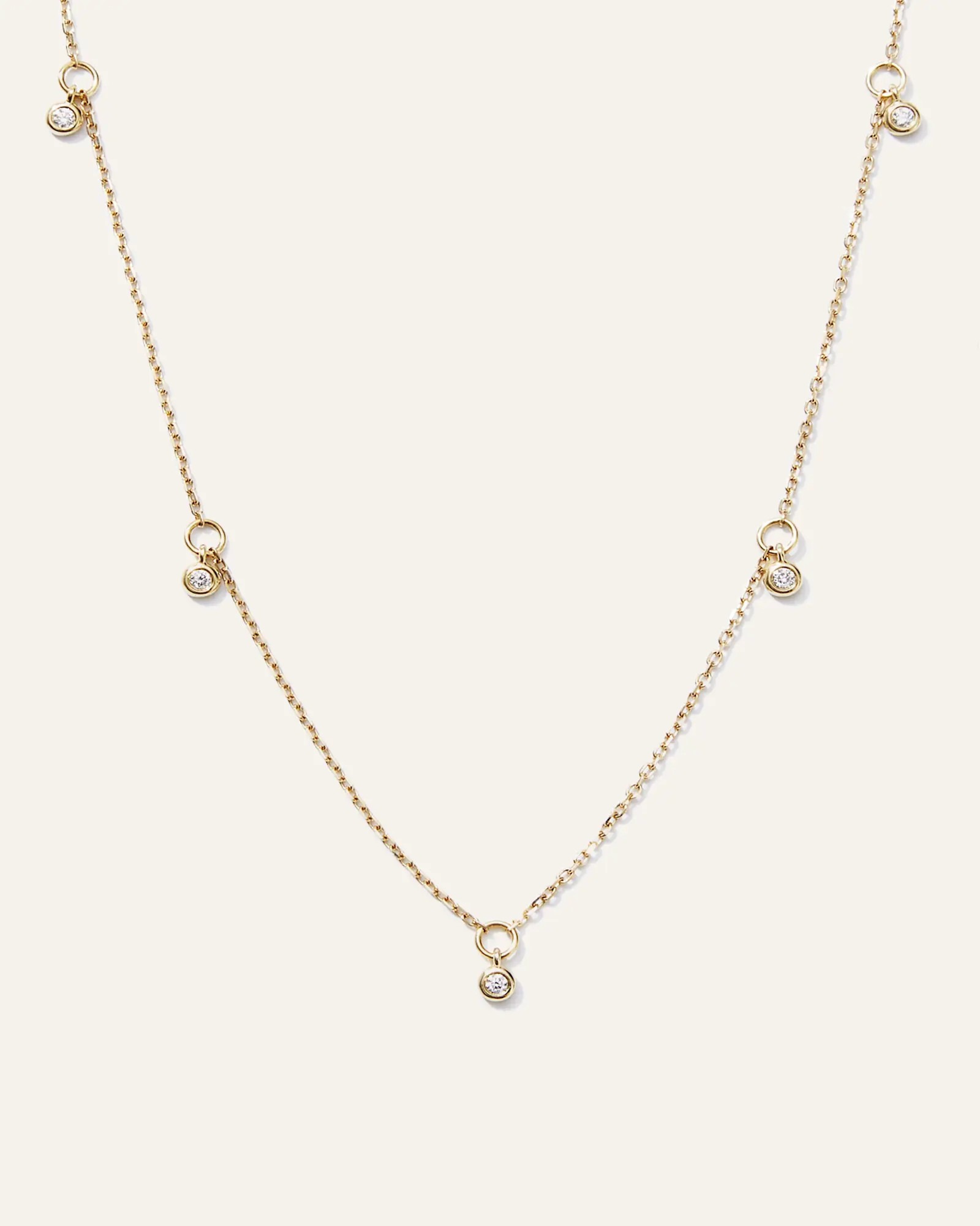 14K Gold Diamond Dangle Bezel Station Necklace in Yellow Gold | Quince