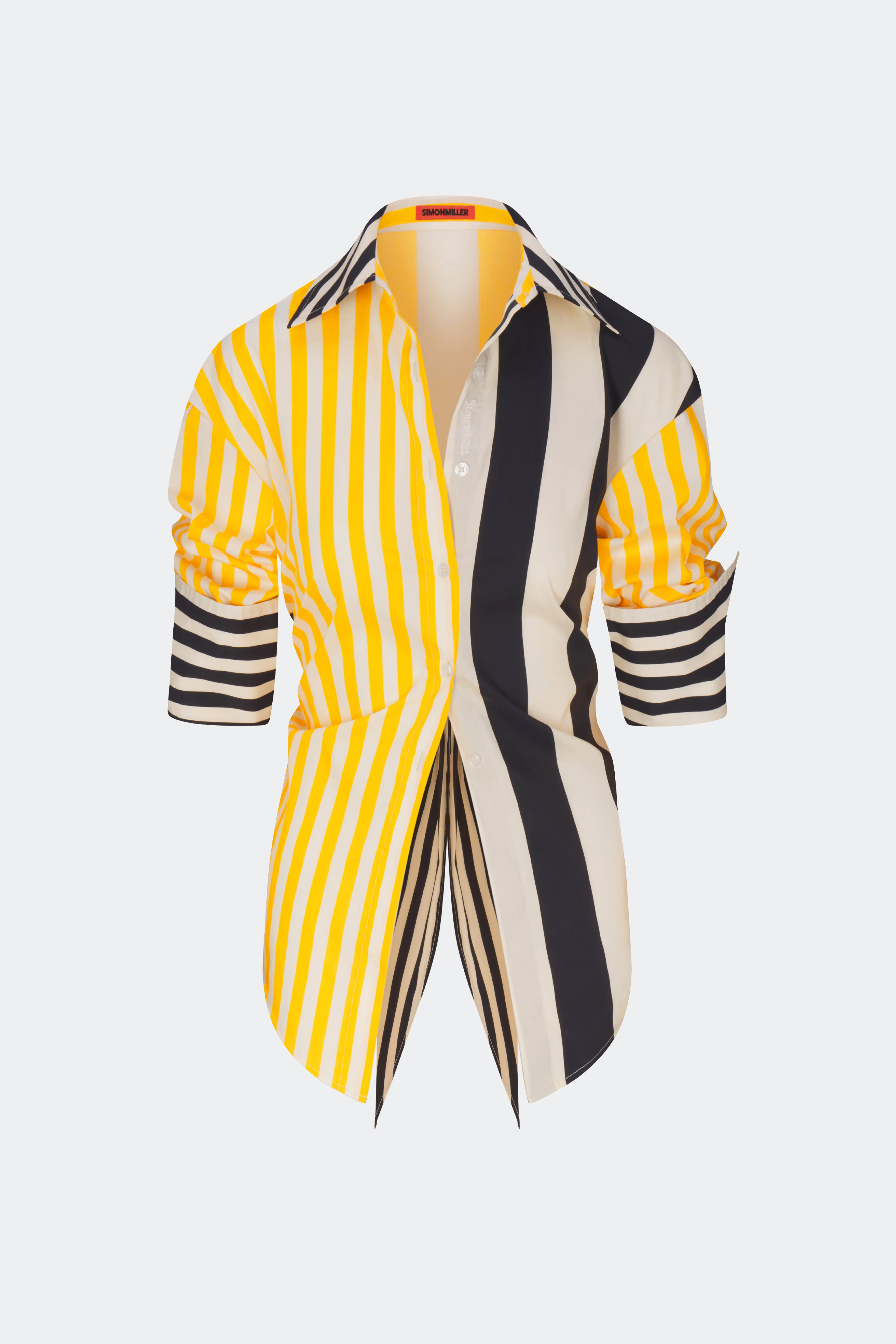 Loch Poplin Button Up in Sungold Stripe Combo | Simon Miller