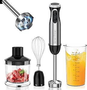 Bonsenkitchen Frullatore a Immersione Multifunzione 4 in 1, Minipimer in Acciaio Inox, 1000 W, 20... | Amazon (IT)