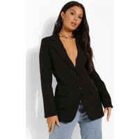 boohoo Women's Fitted Tailored Blazer in Black | Size: 4 | Woven | boohoo (US & Canada)