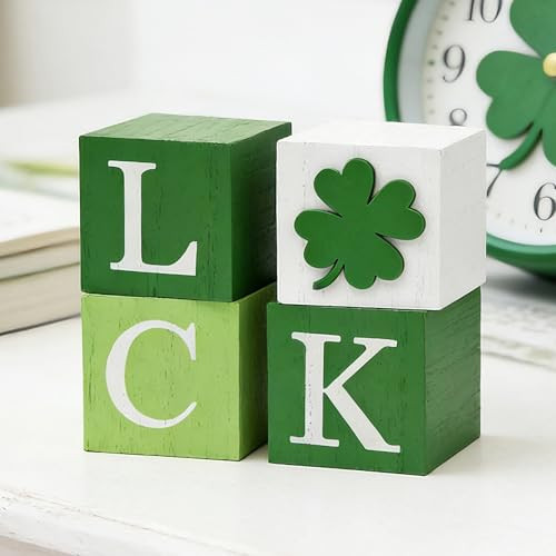 ARTSEMI St Patricks Day Decorations Wooden Sign, 4Pcs Shamrock Decorations St Patrick's Day Tiered Tray Decor for Home Party Farmhouse Table Centerpieces, Irish Gifts | Amazon (US)