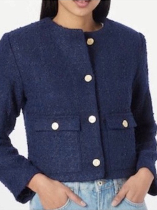 Abercrombie Women's Navy Tween collar-less Button-Front Jacket | Poshmark