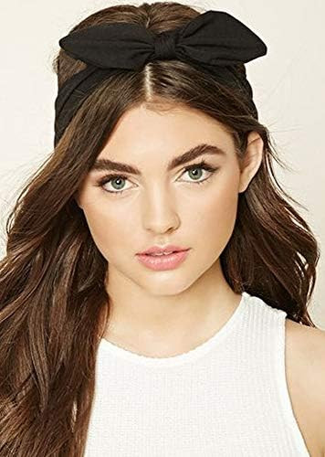 Huachi Bow Headbands for Girls Women Christmas Black Headwrap Cute Turban Hair Hoop Knotted with Bun | Amazon (US)