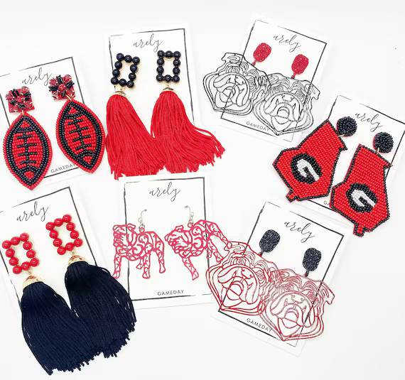 Gameday Earrings Red and Black Earrings College Gameday - Etsy | Etsy (US)