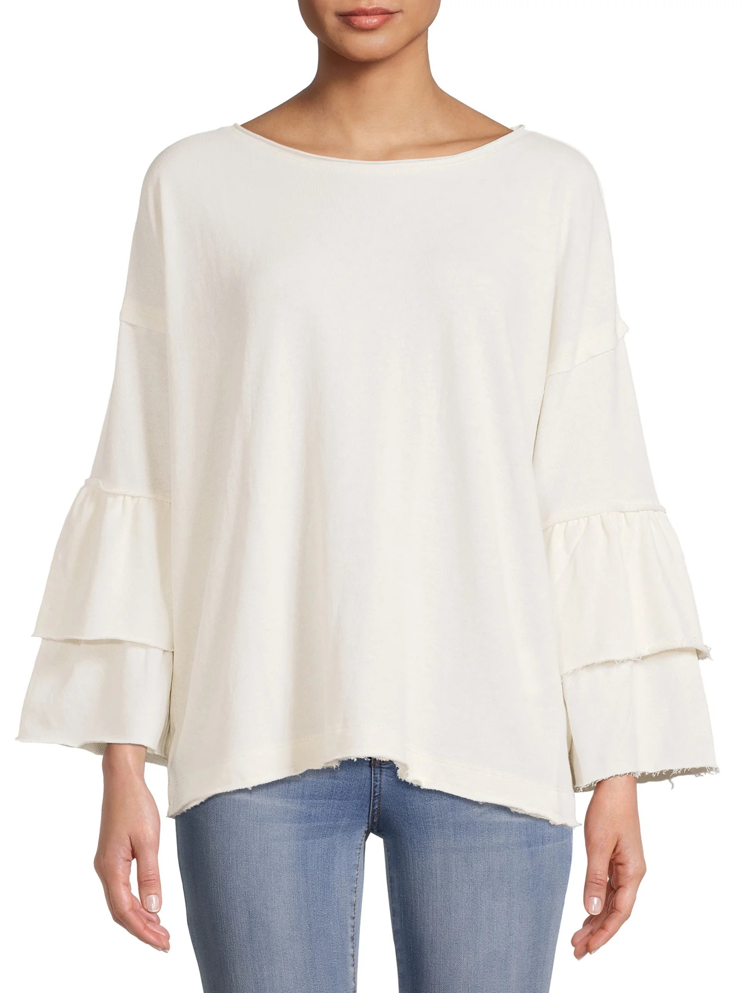lemon & bloom by Grey State Women's Tiered Sleeve Top - Walmart.com | Walmart (US)