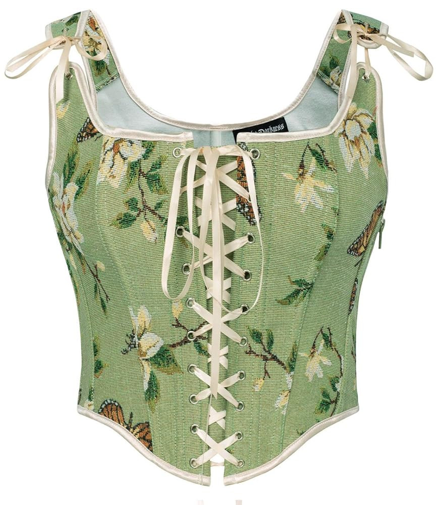 Scarlet Darkness Corset Tops for Women Renaissance Lace Up Floral Overbust Boned Bustier Bodice | Amazon (US)
