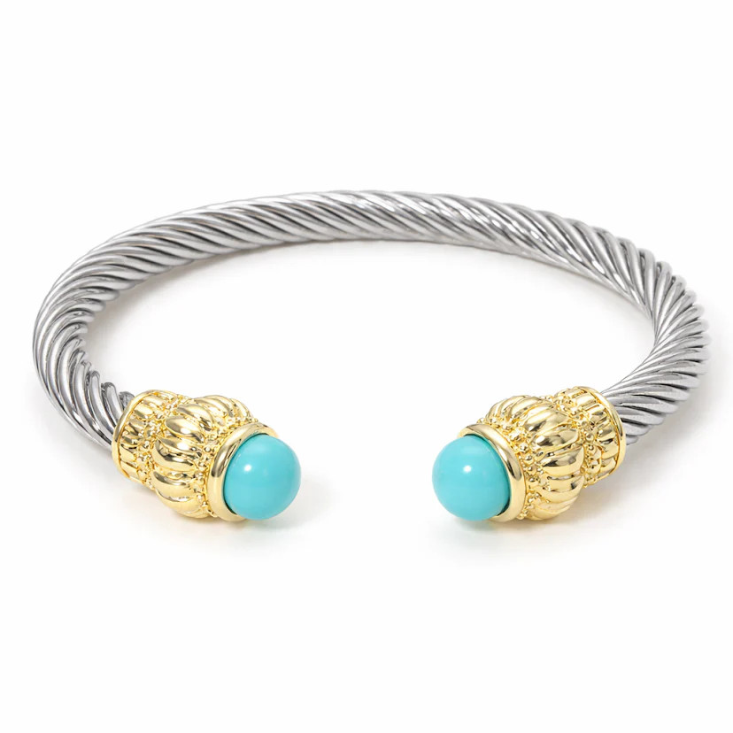 Turquoise Cabochon Cable Cuff Bracelet | The Enchanted Home