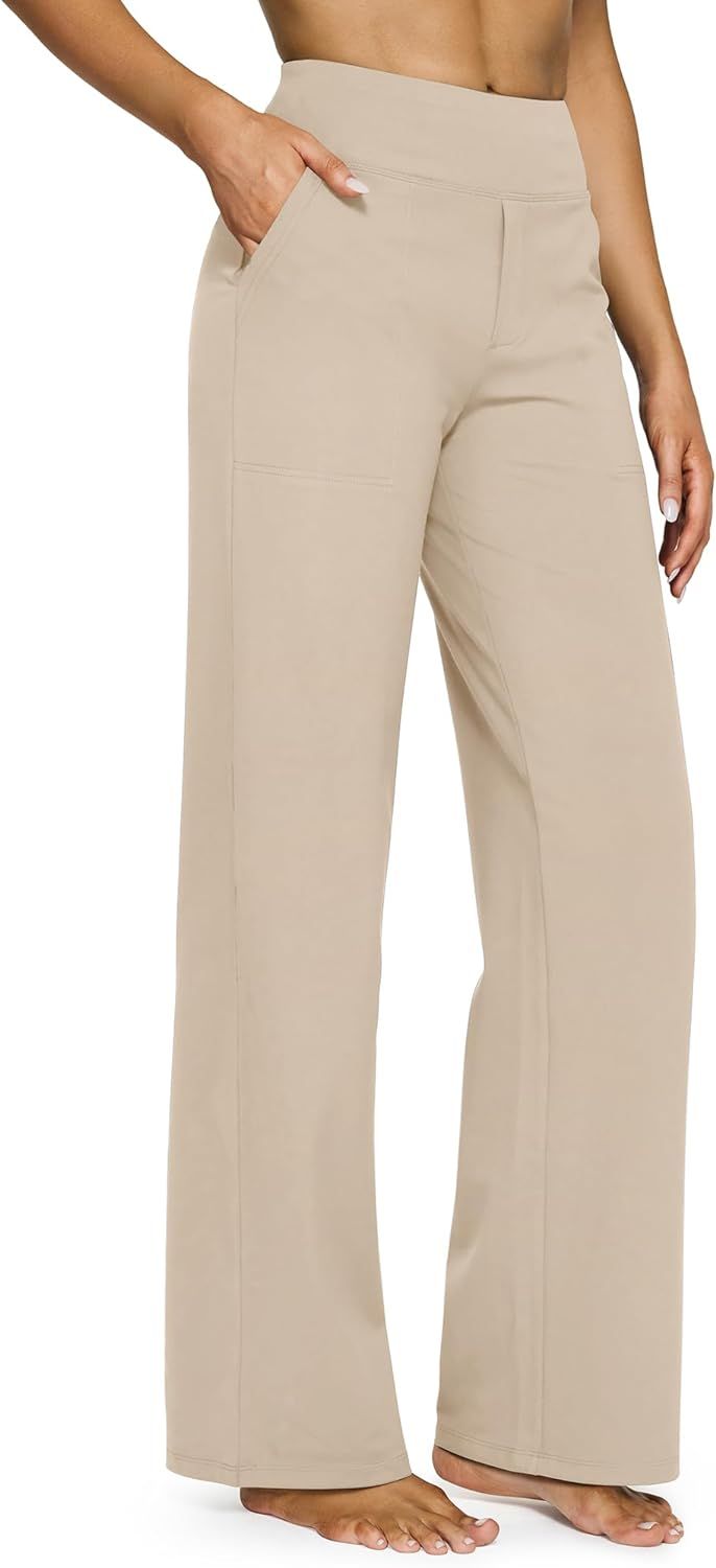 G4Free Wide Leg Pants for Women Yoga Dress Pants with Pockets High Waist Work Business Casual Swe... | Amazon (US)