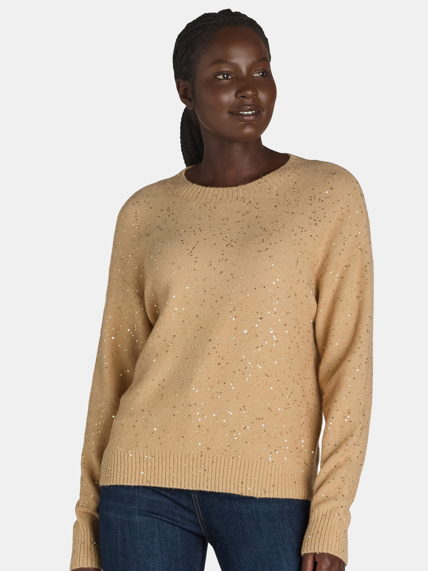 99 Jane Street Women's Sequin Crewneck Sweater, Midweight, Sizes XS-XL - Walmart.com | Walmart (US)