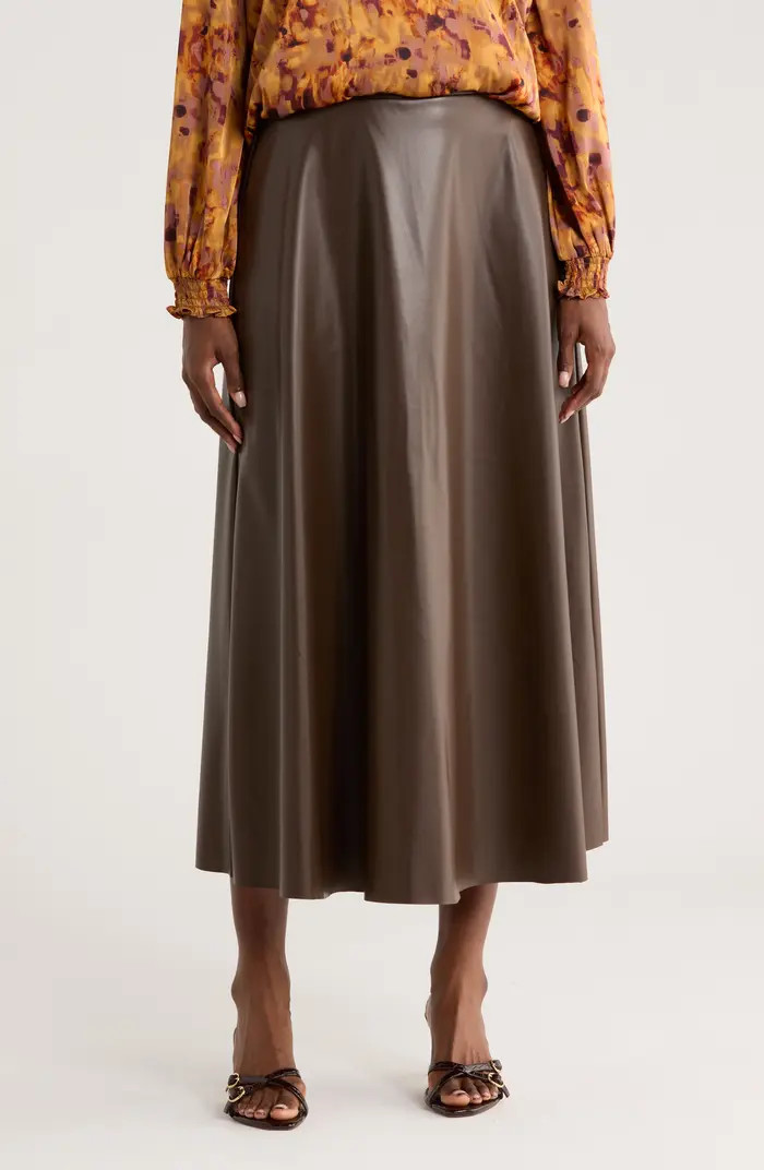 PATRIZIA LUCA Faux Leather Midi Skirt | Nordstromrack | Nordstrom Rack