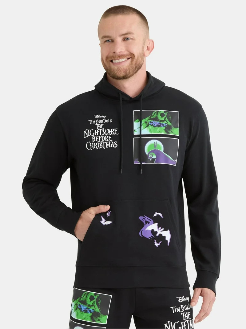 Nightmare Before Christmas Men's and Big Men's Front Back Graphic Hoodie, Sizes XS-3XL | Walmart (US)