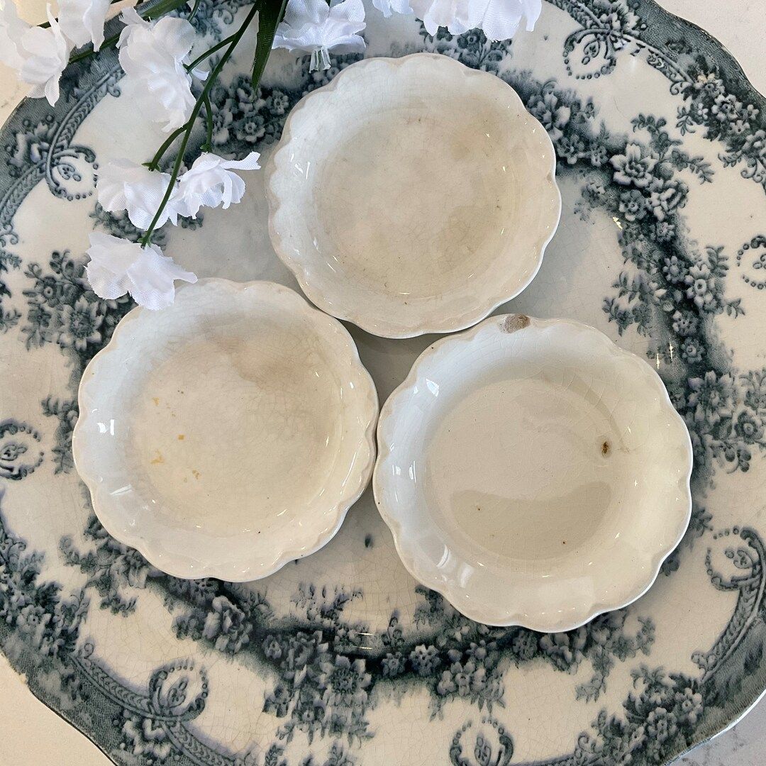 3 White ironstone butter pats posh tea bag plate small jam breakfast dish | Etsy (US)