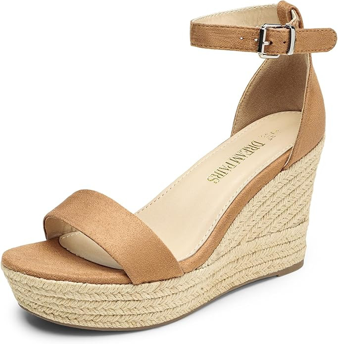 DREAM PAIRS Women's Open Toe Espadrilles Wedge Sandals, Comfortable Adjustable Ankle Strap 3.6 In... | Amazon (US)